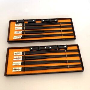 8 Pairs The High Ranking Present Chinese Chopsticks w/ 8 Duck Rests Gift Set New